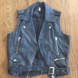 Topshop leather moto vest